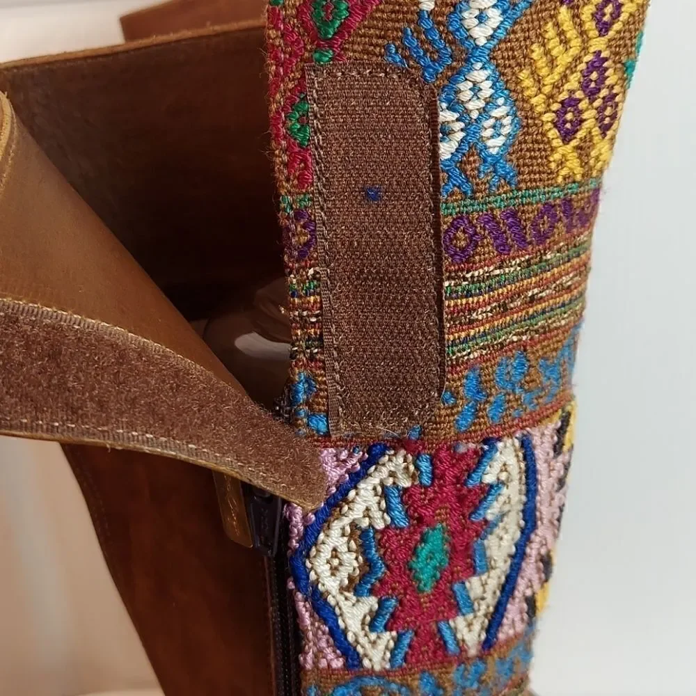 Karim Corzo Embroidered Tall Leather Boots Sz 36
